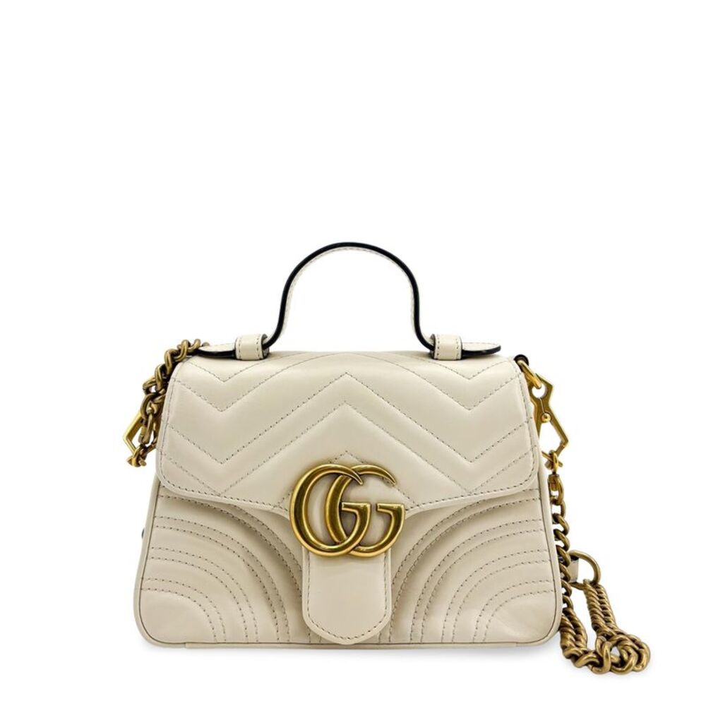 Gucci GG Marmont Matelassé Mini Top Handle Bag White